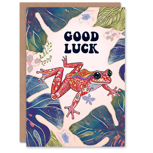 Take a Leap Jungle Bright Folk Frog Good Luck Card
