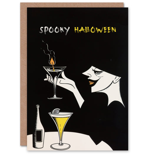 Spooky Witch Cocktail Potion Candle Fun Halloween Card