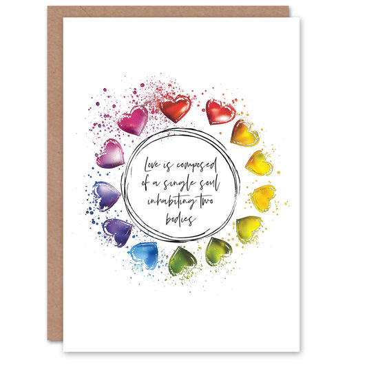 Marriage Poem Single Soul Two Bodies Aristotle Rainbow Wedding Card
