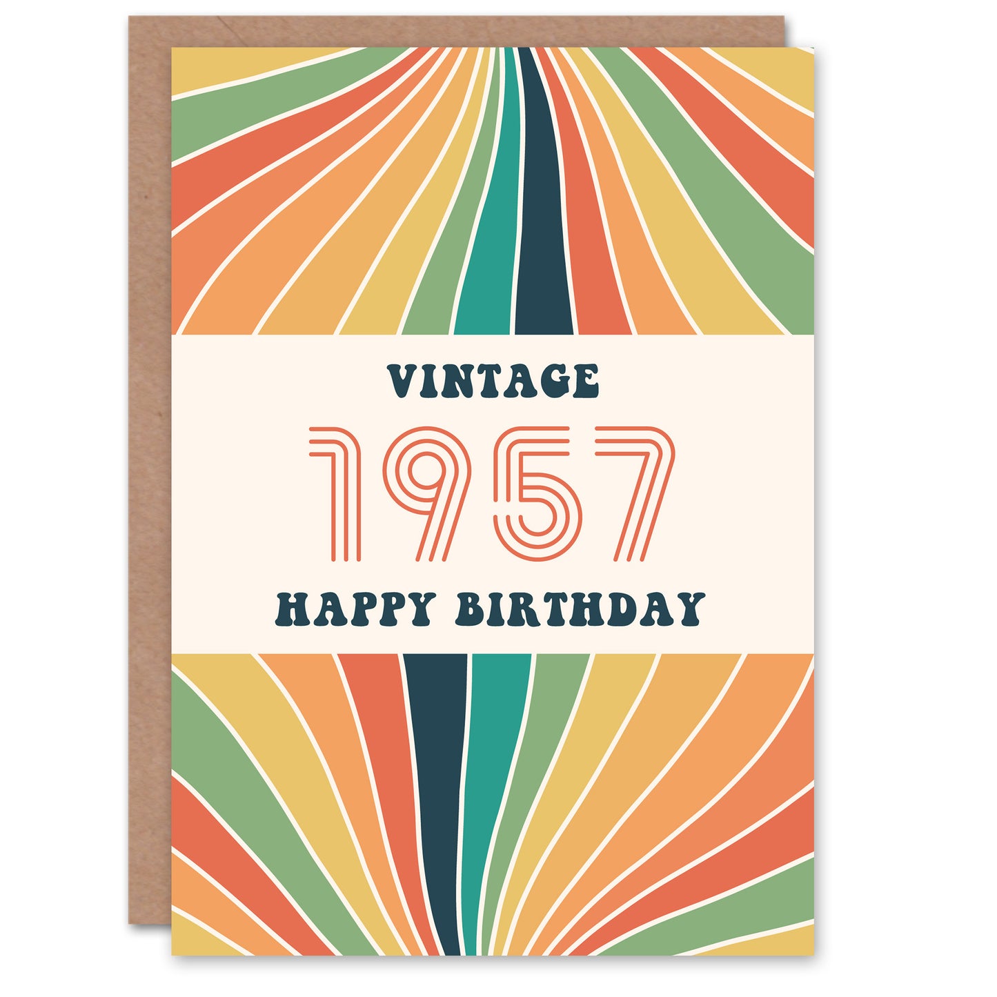 Vintage Retro Rainbow Year of Birth Birthday Card