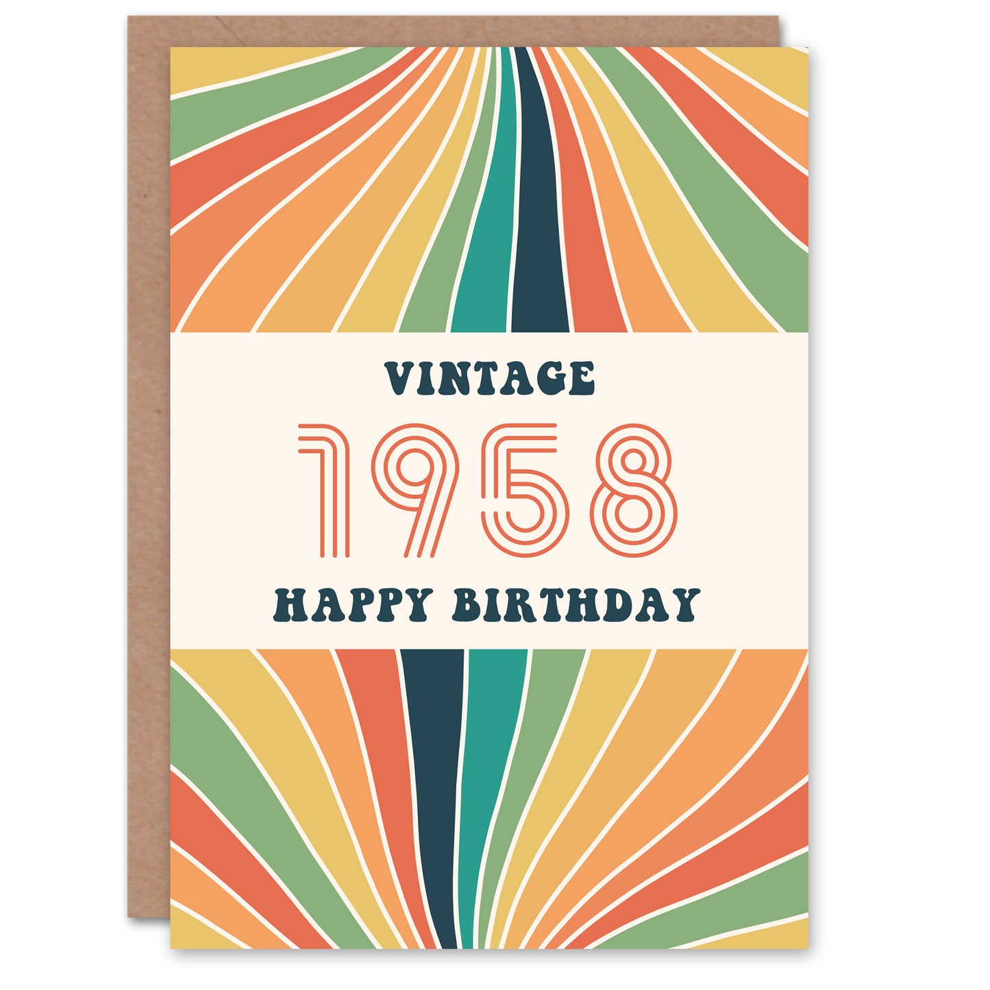 Vintage Retro Rainbow Year of Birth Birthday Card