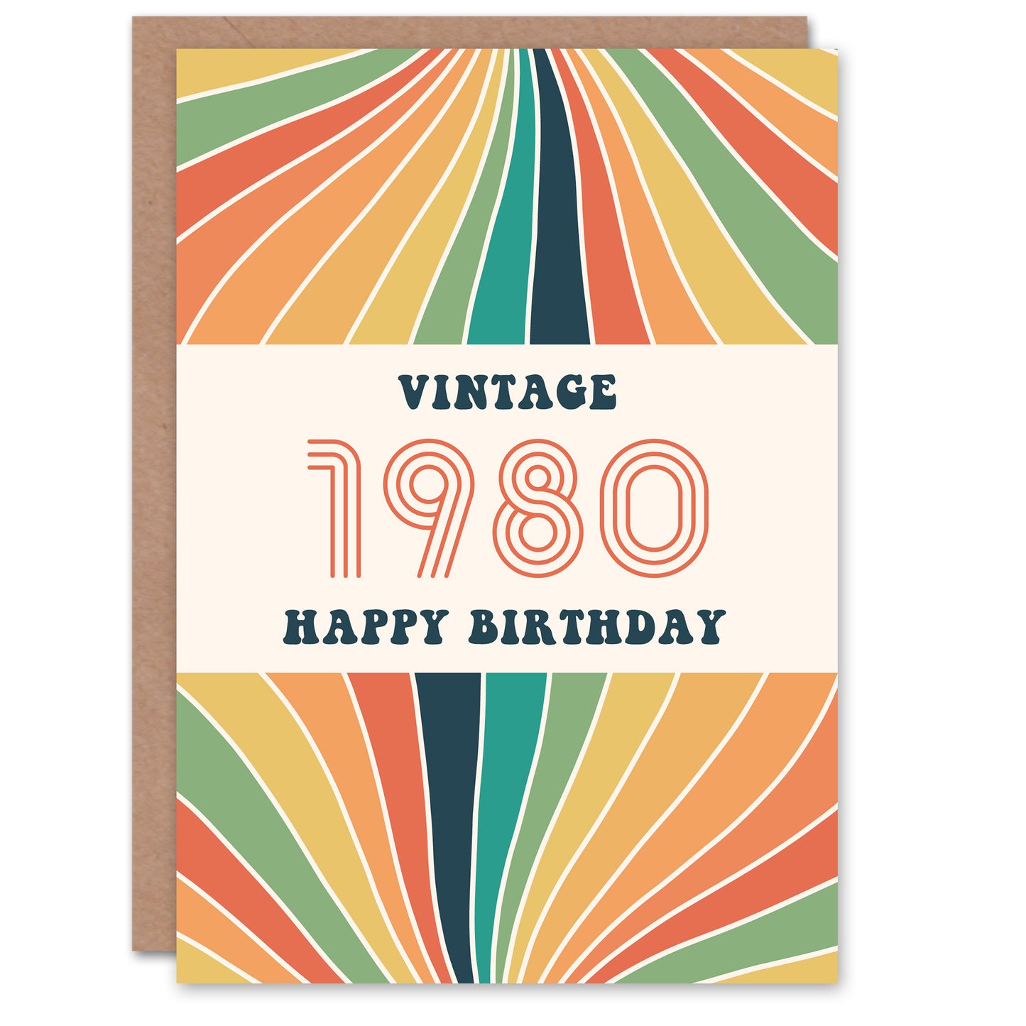 Vintage Retro Rainbow Year of Birth Birthday Card
