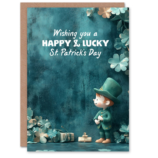 St. Patrick's Day Card Happy Lucky Cute Cartoon Blank Greeting Card