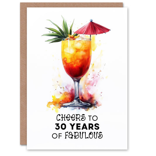 Cheers to Years of Fabulous Cocktail Fun Age Birthday Card