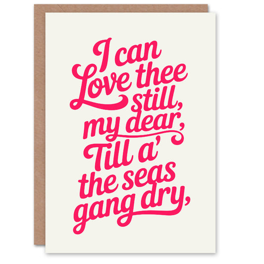 Love Thee Still Red Rose Robert Burns Poem Quote Valentine's Day Card