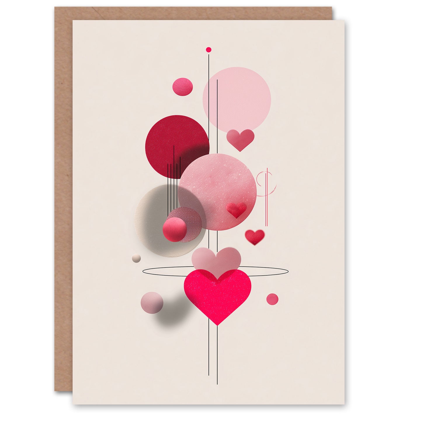 Modern Abstract Hearts Love In Orbit Minimal Pink Valentine's Day Card