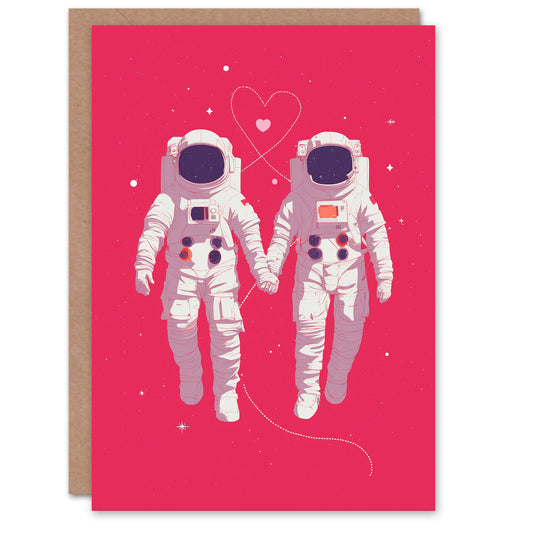 Love Across The Universe Astronaut Couple Modern Valentine's Day Card