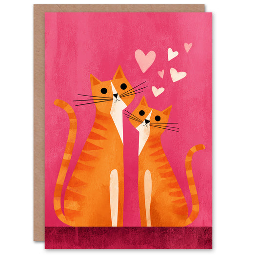 Ginger Love Cat Lover Orange Tabby Illustration Valentine's Day Card