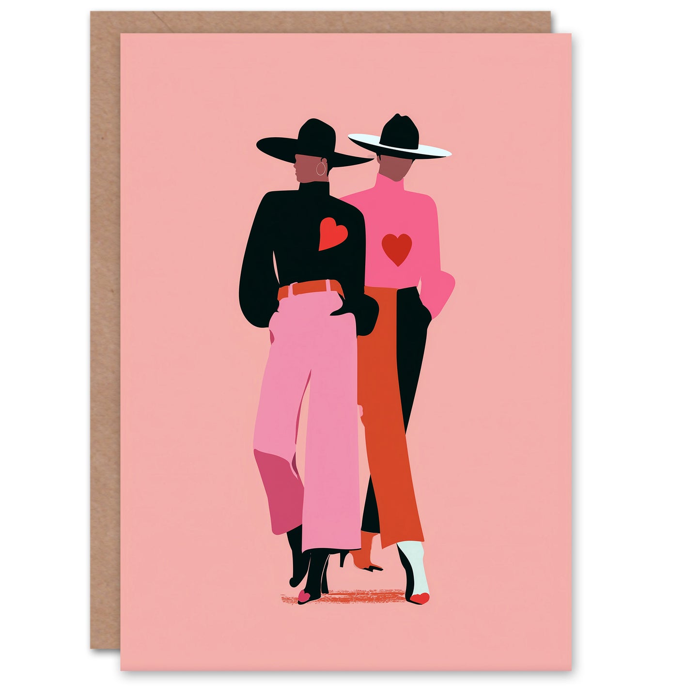 Fashionista Cowgirls Modern Graphic Illustration Valentine's Day Card