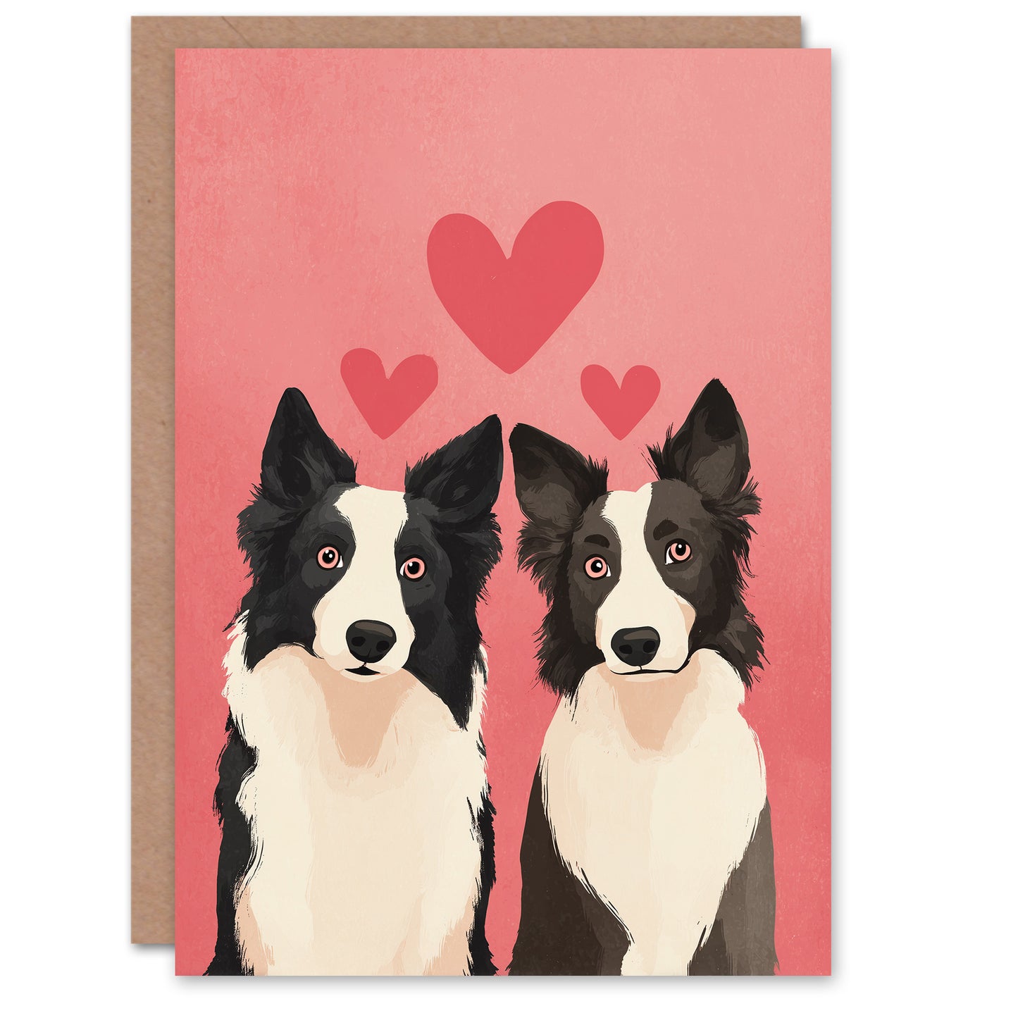 Border Collie Dog Lover Animals in Love Illustration Valentine's Day Card