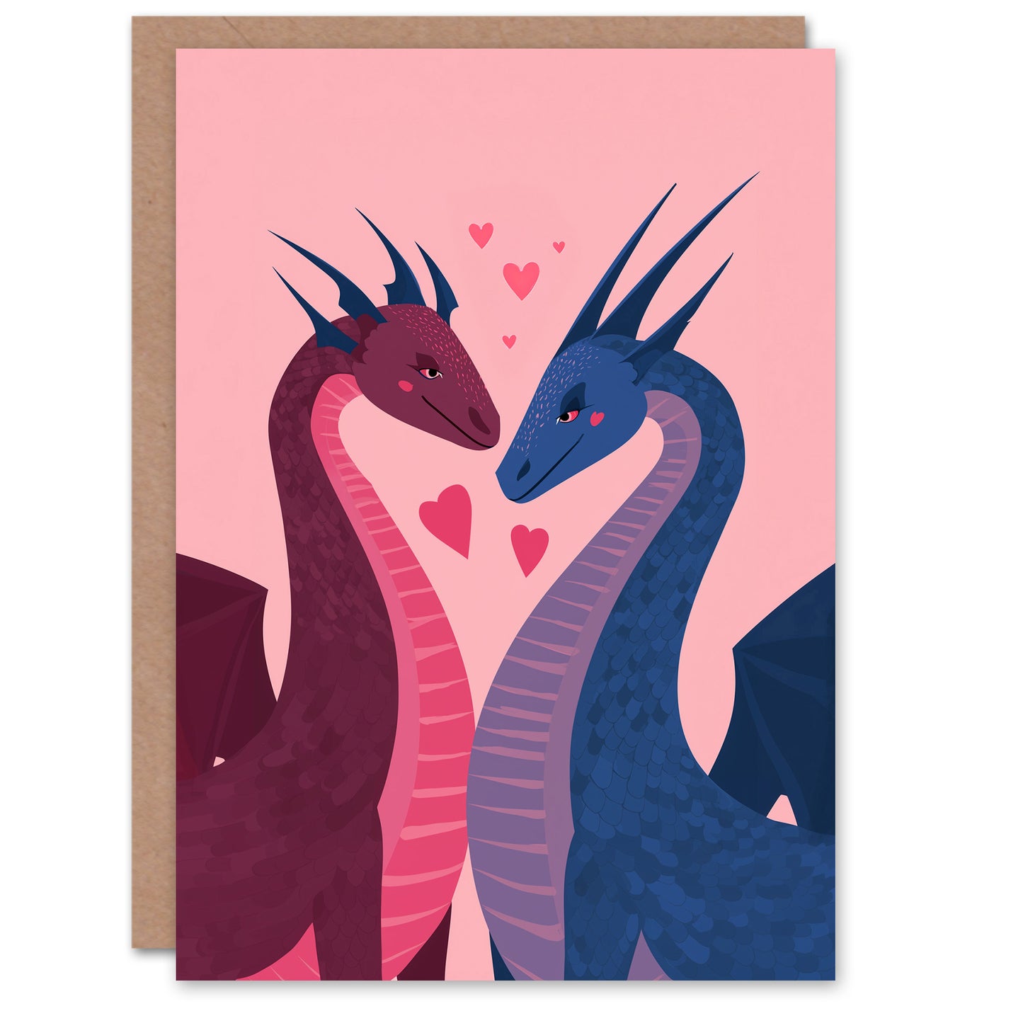 Purple And Blue Dragons in Love Fantasy Art Valentine's Day Card