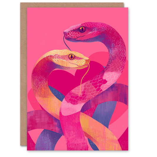 Two Intertwined Snakes Colourful Modern Abstract Valentine's Day Card