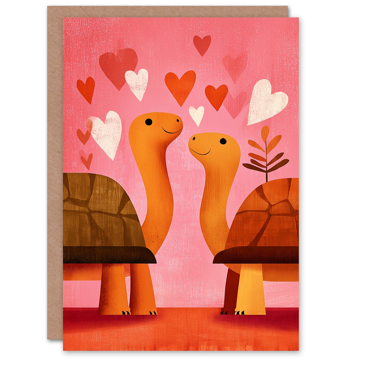 Tortoise Couple In Love Cute Midcentury Modern Valentine's Day Card
