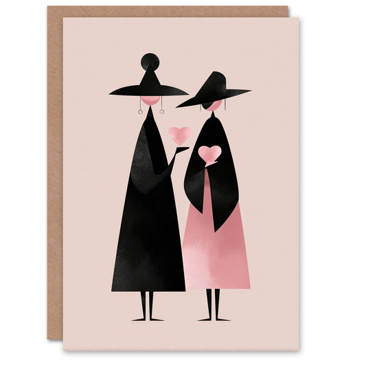 Wickedly Yours Modern Witch Couple Lovers Valentine's Day Card
