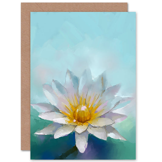 Lotus Flower Aquatic Plant Painting Floral Good Luck Card