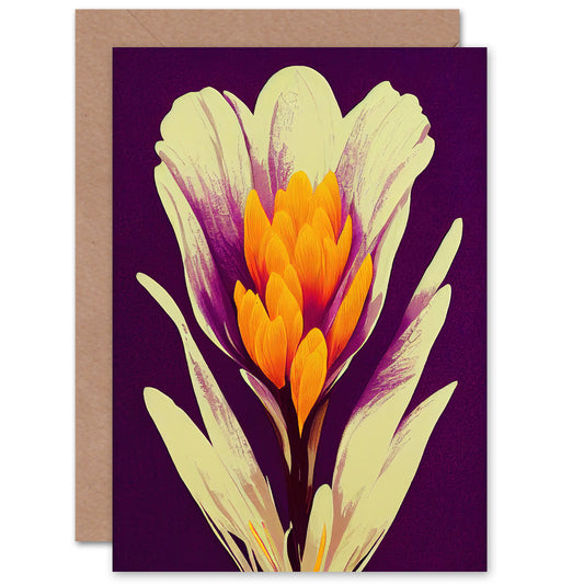 Elegant Flower Bloom Purple Orange Floral Birthday Card