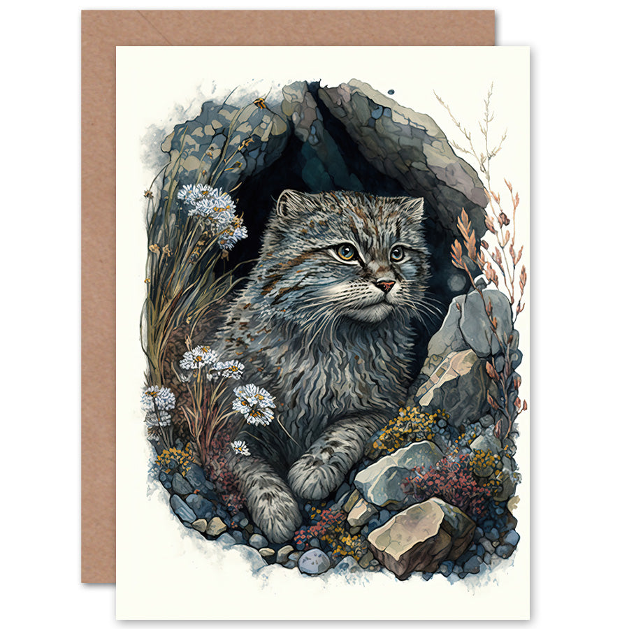 Wild Rock Cavity Wildflowers Cat Birthday Card