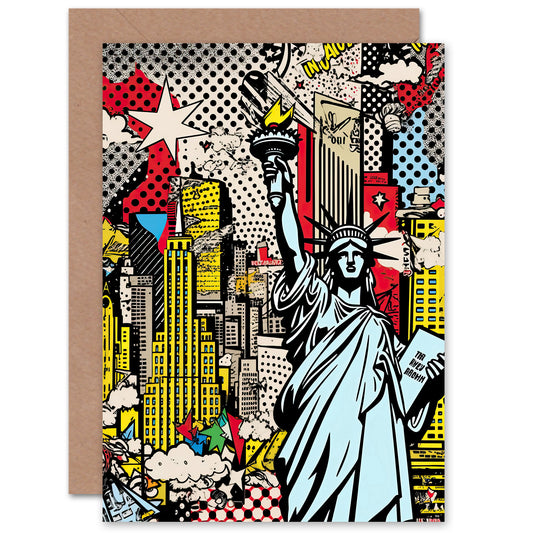 New York City Skyline Pop Art American Dream Art Greeting Card