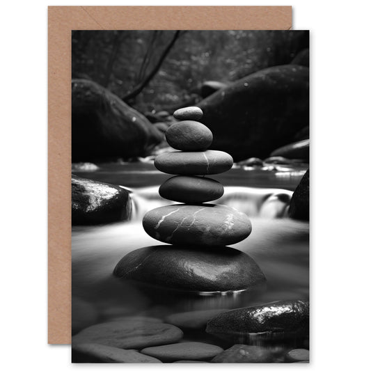 Relax Zen Peace Stone Stack Get Well Card