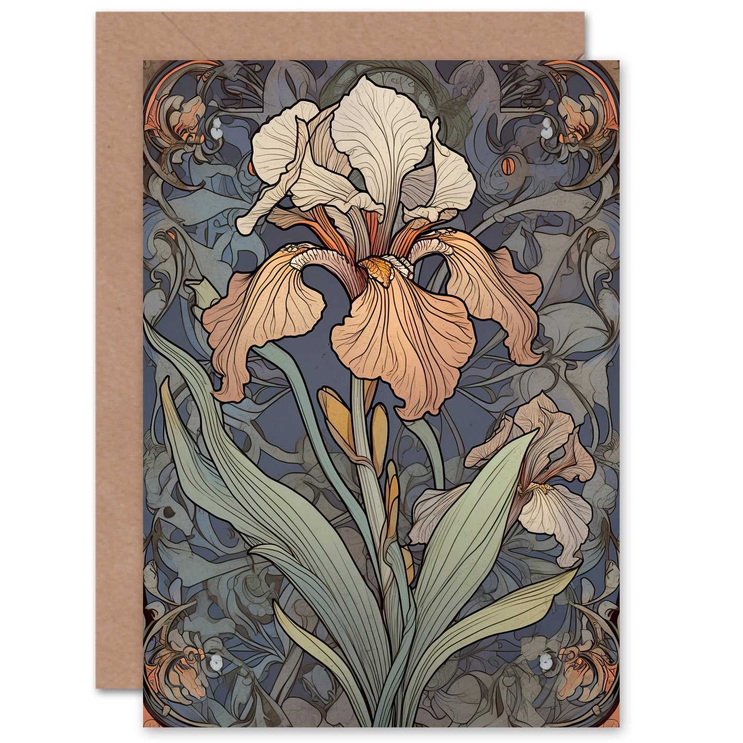 Nouveau Style Iris Bloom Flower Mother's day Card