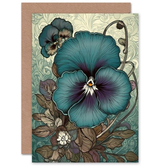 Purple Pansy Flower Patterns Get Well Card