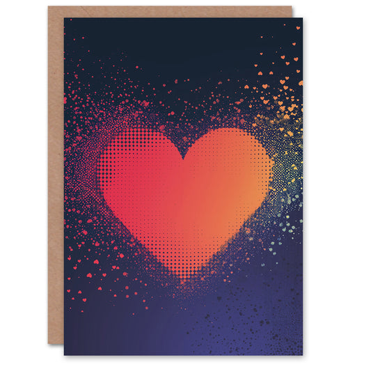 Modern Pixel Love Heart No Message Simple Romantic Card