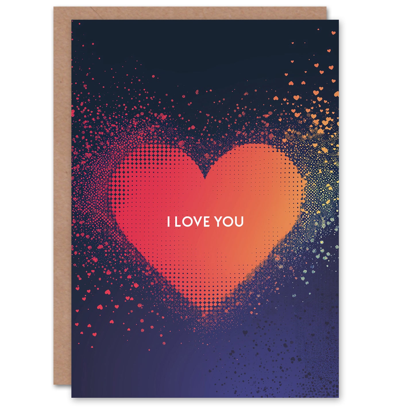 Pixel Dissolving Love You Heart Romantic Card