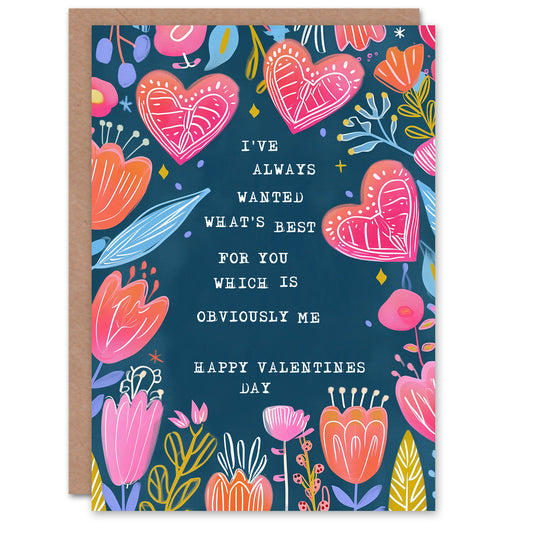 Best For You Me Floral Night Sky Stars Valentine's Card