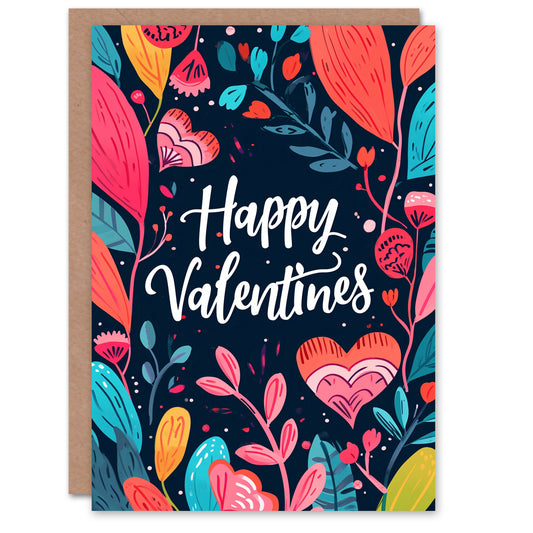 Happy Valentines Floral Painting Valentine's Card