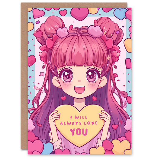 Anime Always Love You Cute Manga Romantic Card