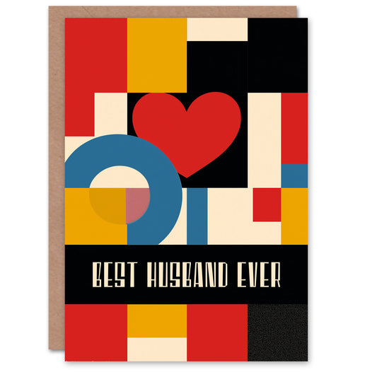 Best Husband Ever Mondrian Design Romantic Card