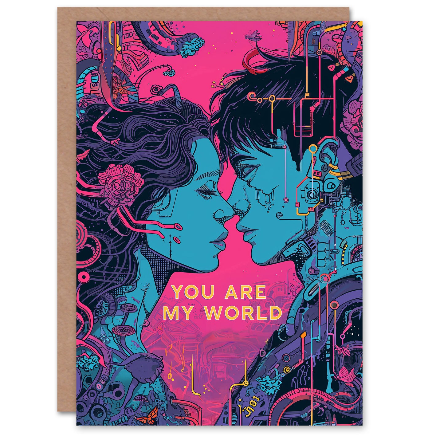 You Are My World Cyber Punk Sci-Fi Romantic Card