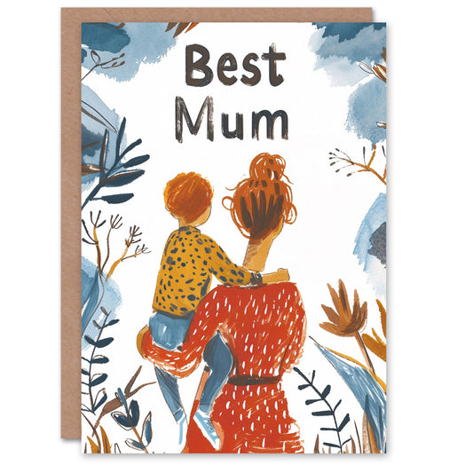 Mothers Day Best Holding Illustration Mother's day Card