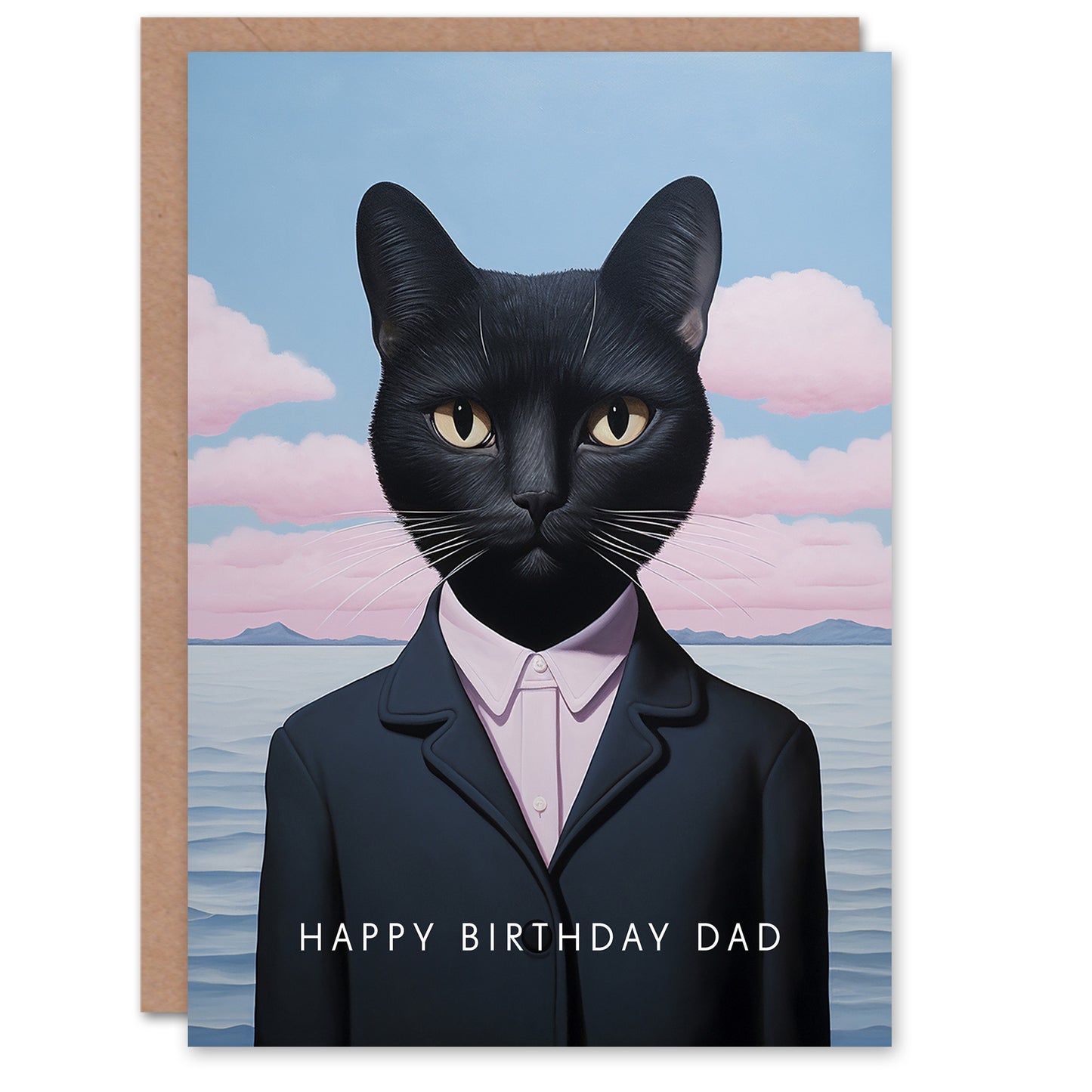 Black Suit Seafaring Pet Cat Lover Dad Birthday Card