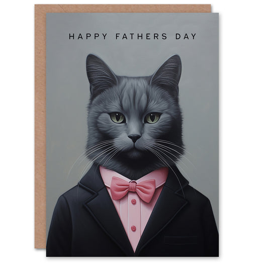 Bow Tie Cat Lover Portrait Father's Day Card