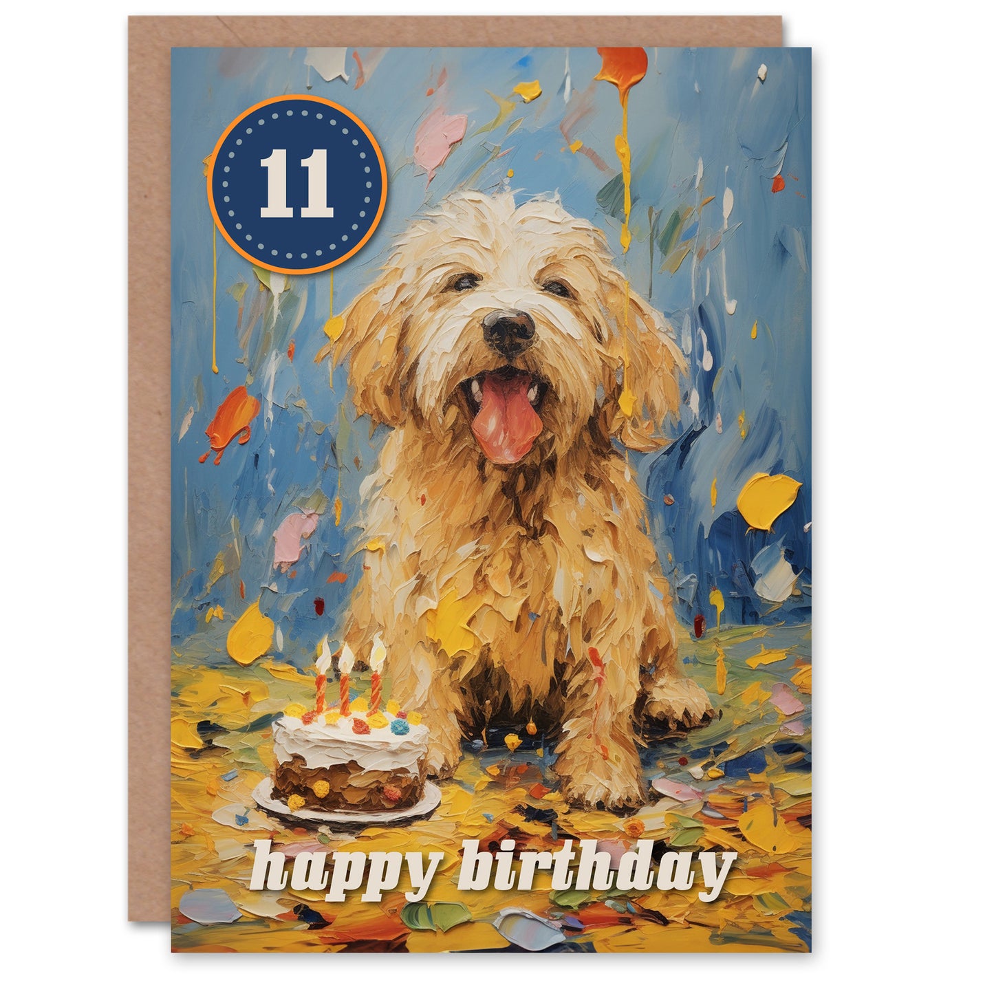 Dog Lover Puppy Cake Kids Age 11 Kids Birthday Card