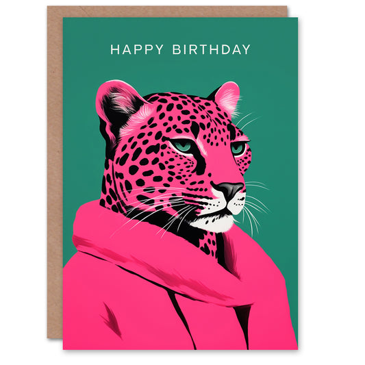 Pink Fashion Leopard For Birthday Card