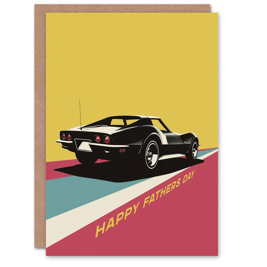 Sports Car Geometric Colour Block Father's Day Card