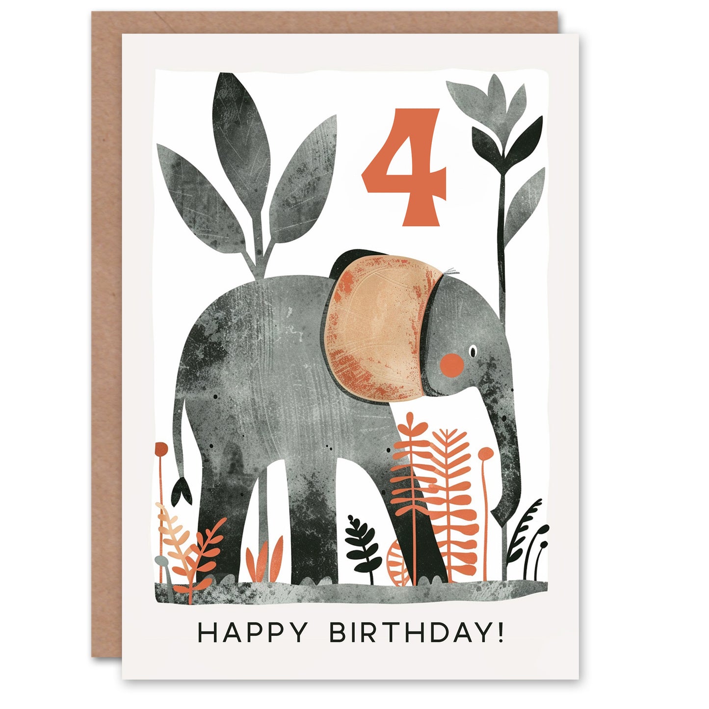 Elephant Safari Nature Animal Cartoon Cute Kids Birthday Card