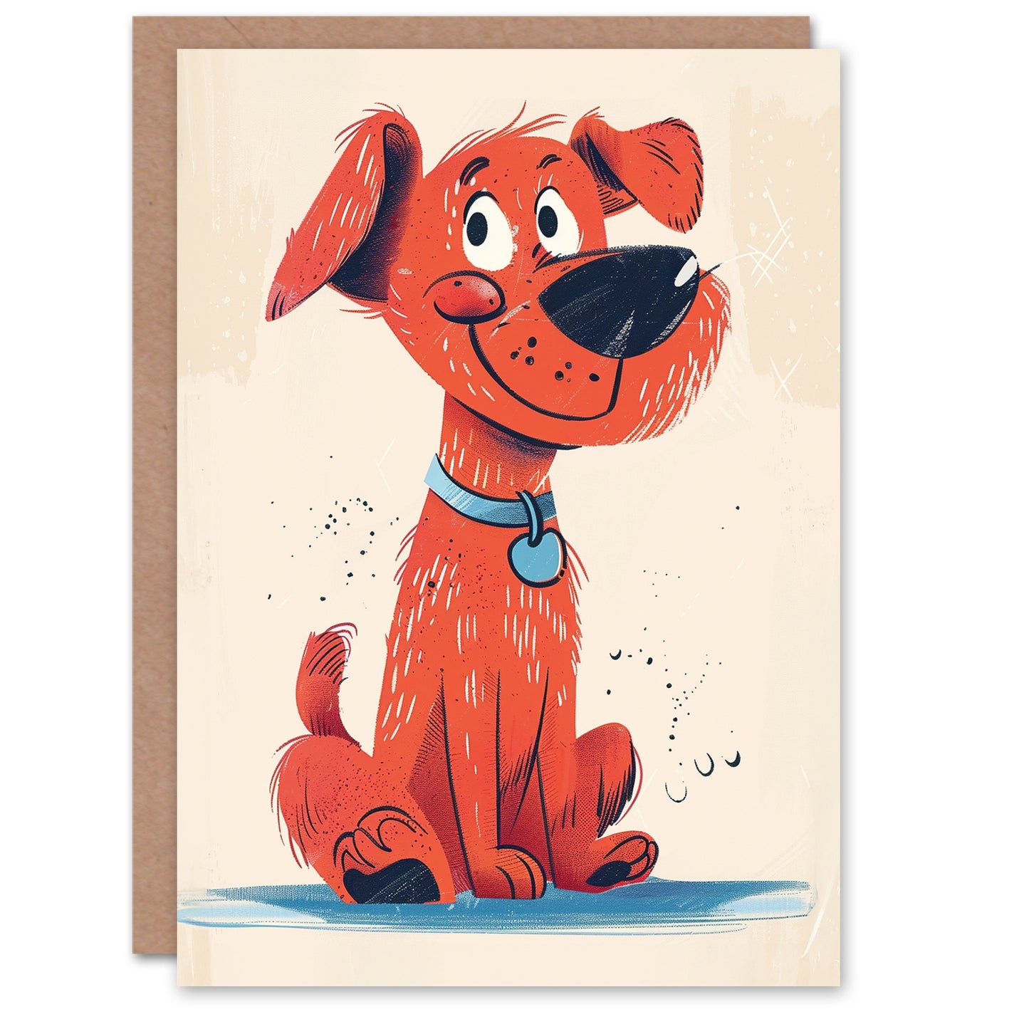 Red Puppy Dog Cute Cartoon Kids Birthday Card
