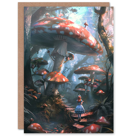 Alice In Wonderland Mushroom Forest Concept Art Greeting Card