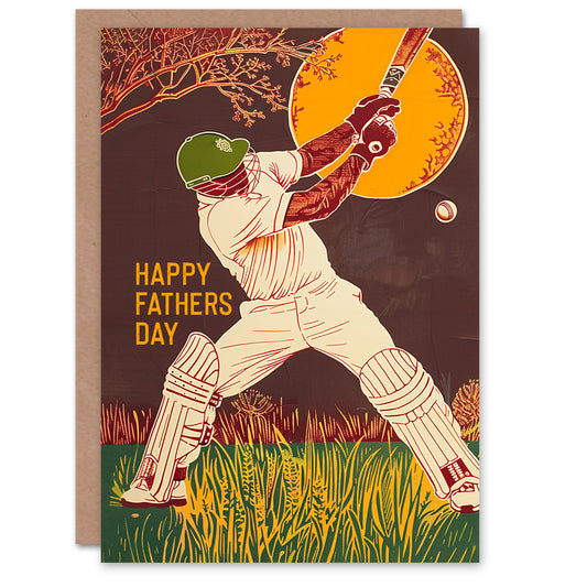 Cricket Player Batsman Shot Father's Day Card