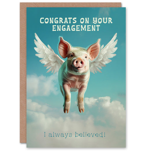 Flying Funny Animal Joke Cheeky Cute Man Engagement Card