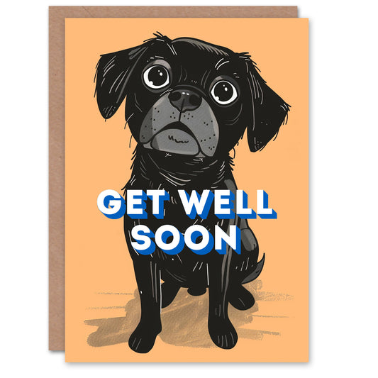 Black Cute Labrador  Puppy Get Well Card
