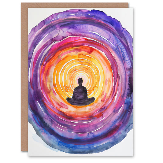 Chakra Purple Orange Energy Vortex Meditation Greeting Card