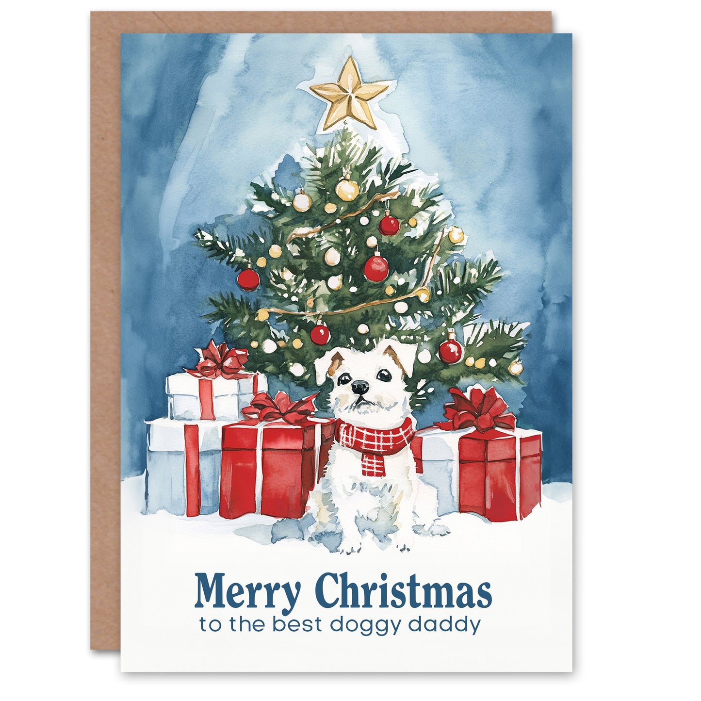 To The Best Doggy Daddy Gifts Tree Dog Lover Christmas Card