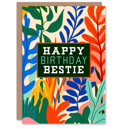 Happy Birthday Greeting Card Plant Lover Bold Botanical Friend Bestie