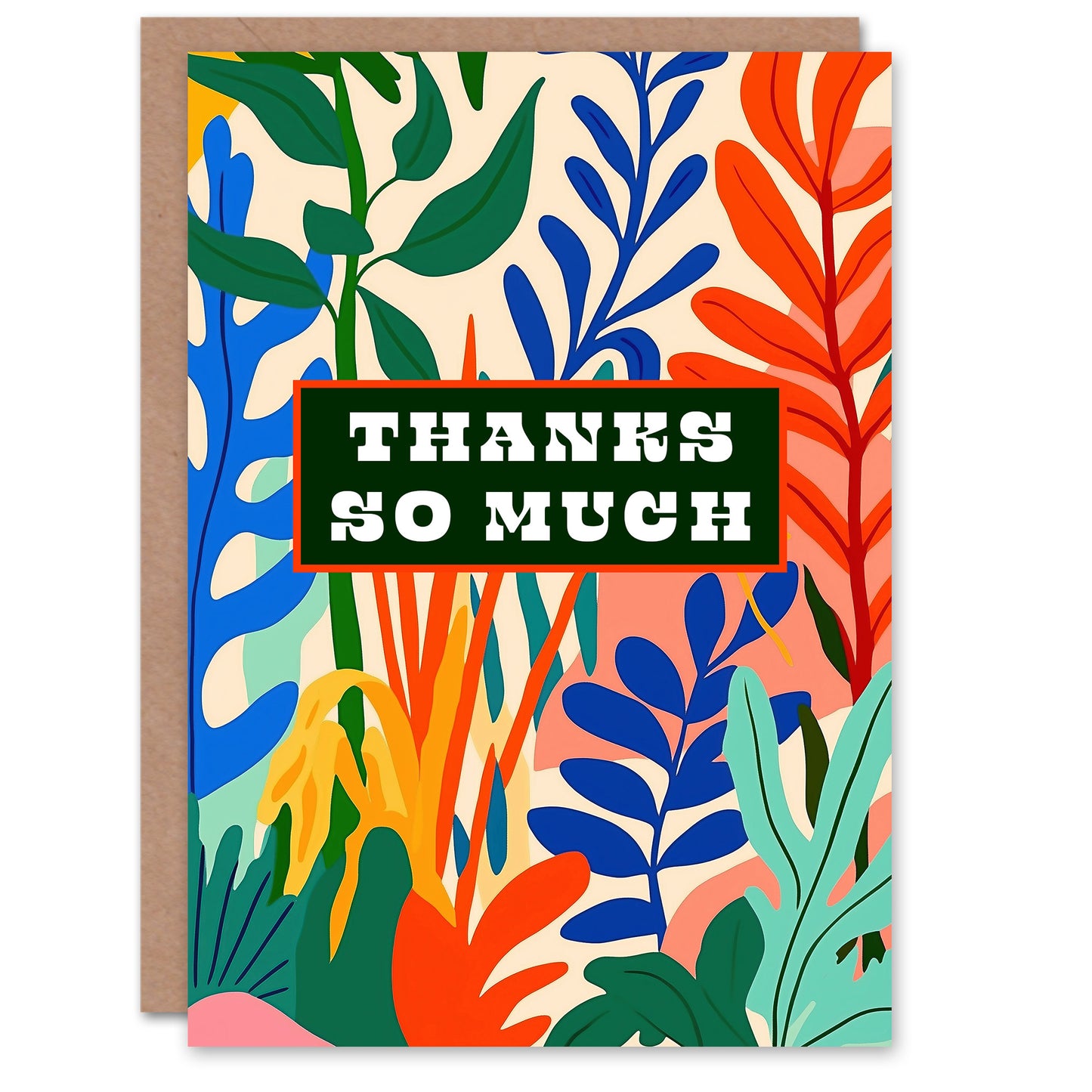 Thank You Greeting Card Thanks So Much Plant Lover Bold Botanical Leaves