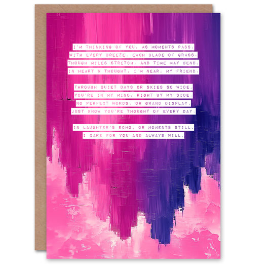 Thinking Of You Greeting Card Poem Typography Purple Painting
