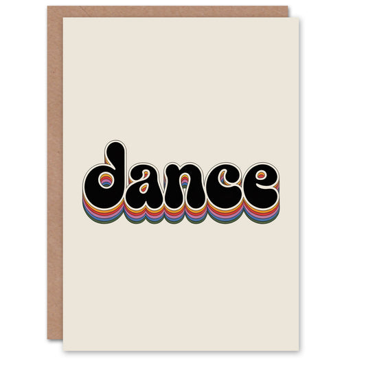Dance Funky Rainbow Retro Font Typography Word Greeting Card